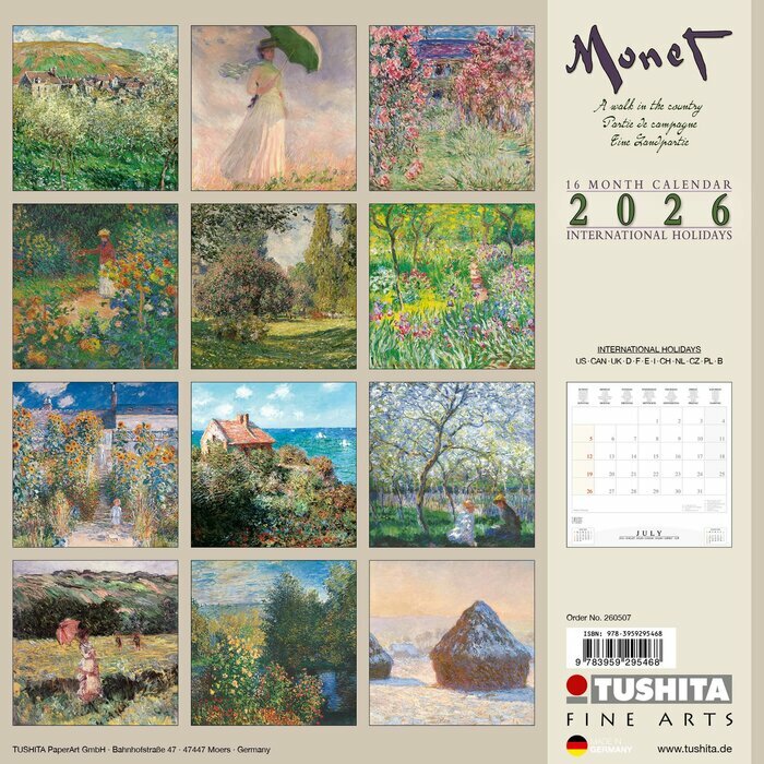 Calendrier Mural 2026 Monet Nature Balade