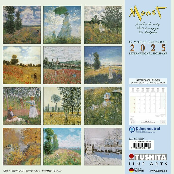 Calendrier 2025 Claude Monet Balade  la Campagne