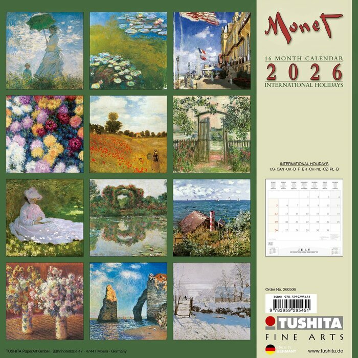 Calendrier Mural 2026 Monet Nymphea