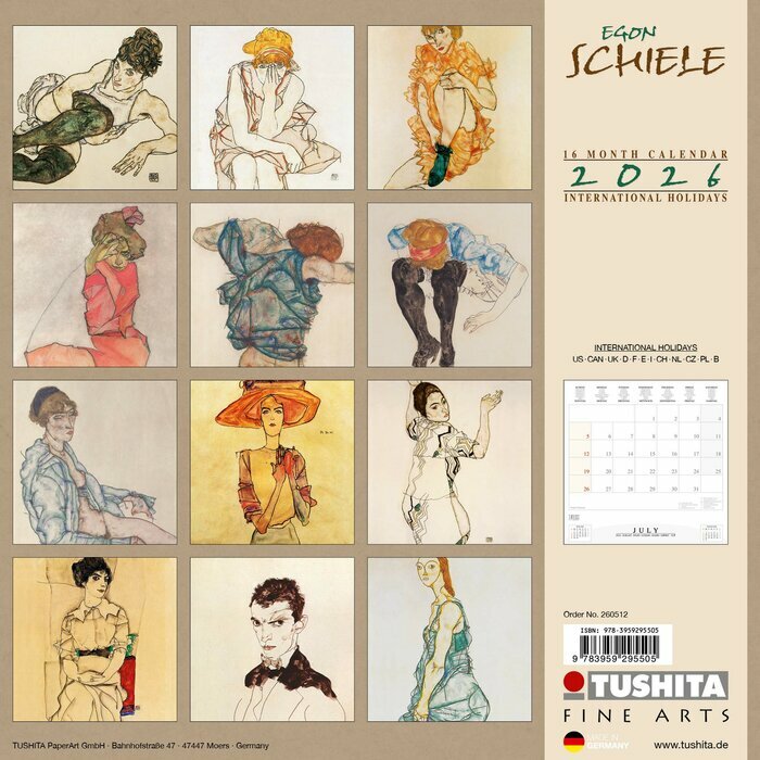 Calendrier 2026 Egon Schiele Esquisse