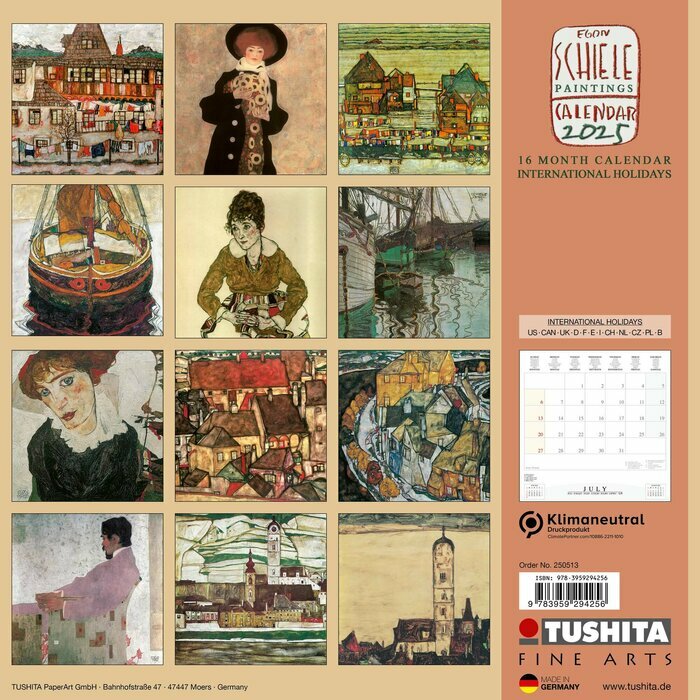 Calendrier Mural 2025 Egon Schiele peinture