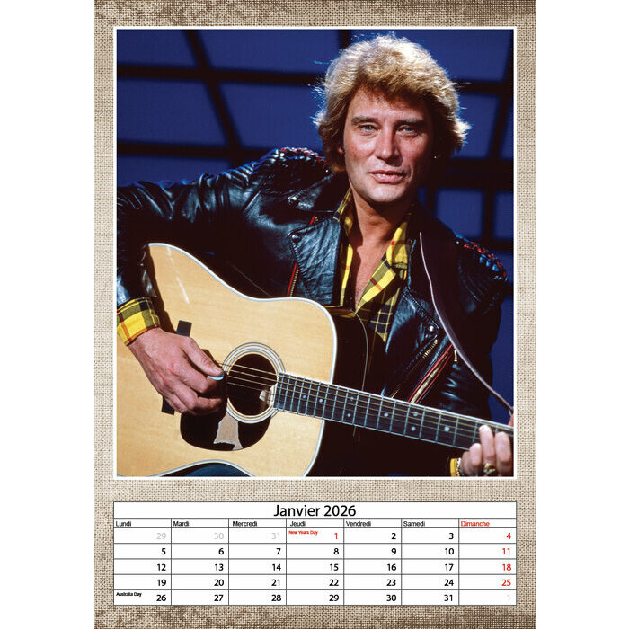 Calendrier Mural 2026 Johnny Hallyday