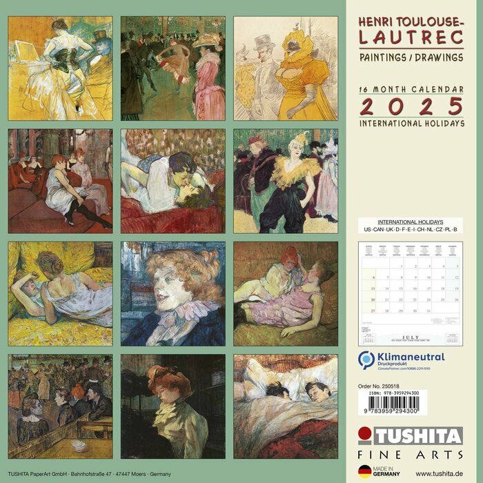 Calendrier Mural 2025 Lautrec Postimpressionniste