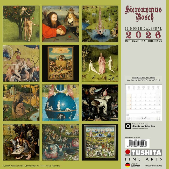 Calendrier Art 2026 Hieronymus Bosch