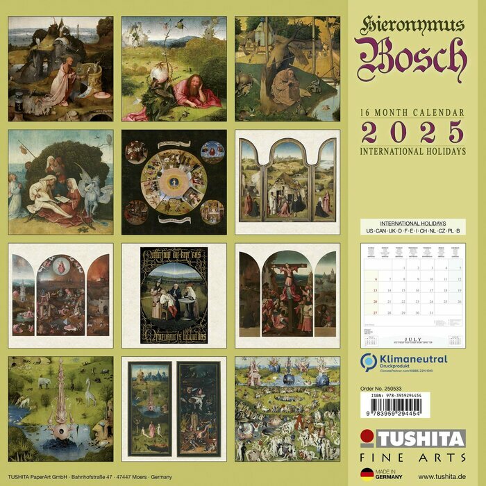Calendrier 2025 Hieronymus Bosch