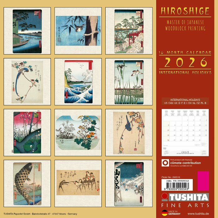 Calendrier Mural  Hiroshige 2026 Art Japonais