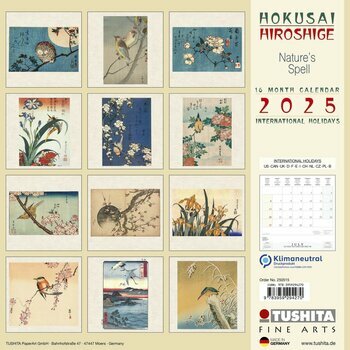 Calendrier 2025 Hokusai Hiroshige Nature Art Japonais