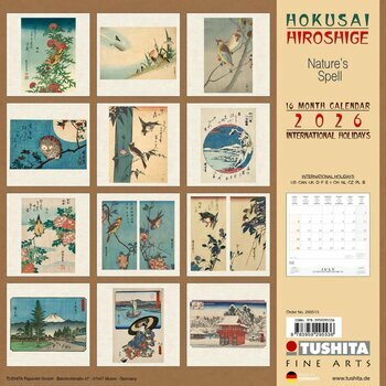 Calendrier 2025 Hokusai Hiroshige Nature Art Japonais