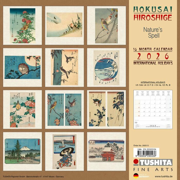 Calendrier Papier Art Japonais Nature Oiseaux 2026