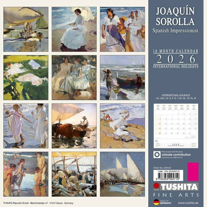 Calendrier Papier Art Sorolla 2026