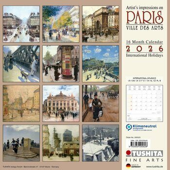 Calendrier 2025 Paris Ville des Arts Impressionniste