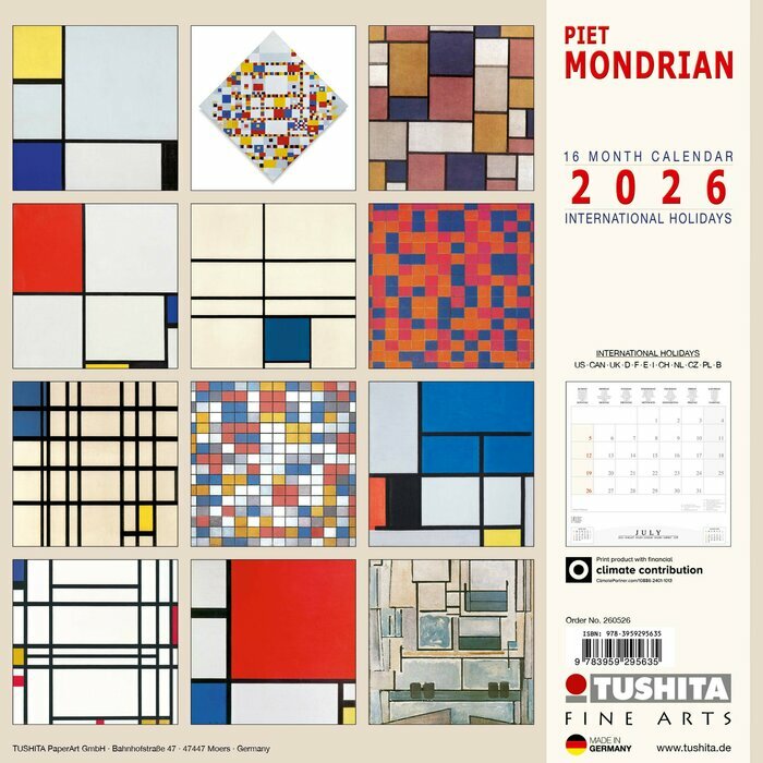 Calendrier 2026 Mondrian Stijl