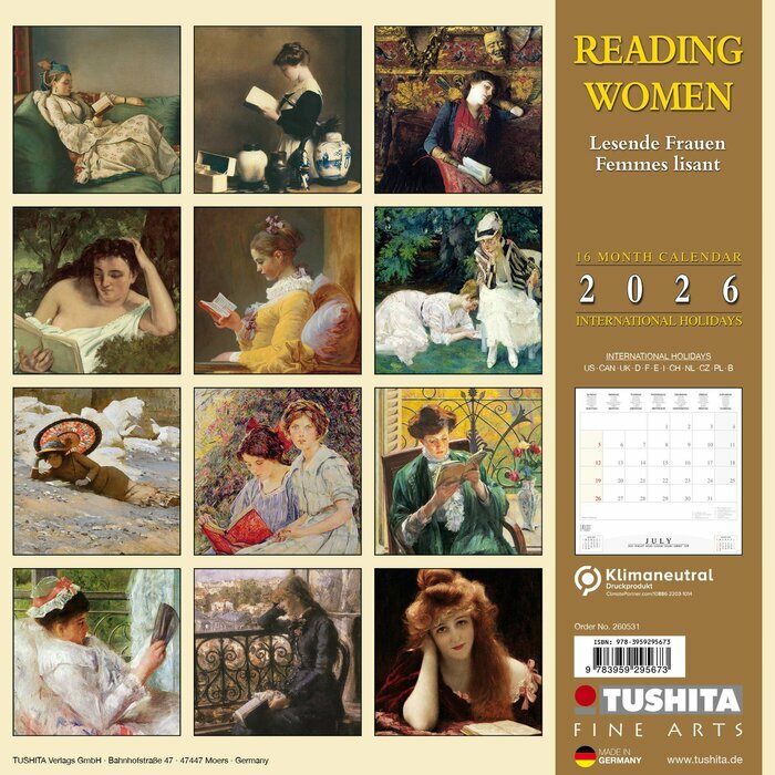 Calendrier Mural 2026 L'art de Lire Oeuvre Renoir