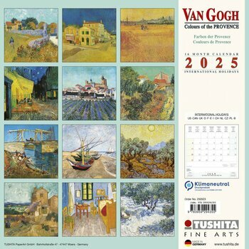 Calendrier 2025 Vincent Van Gogh La Provence