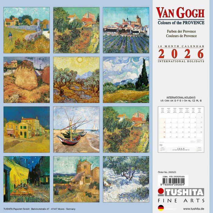 Calendrier Papier 2026 Provence Van Gogh Lavande