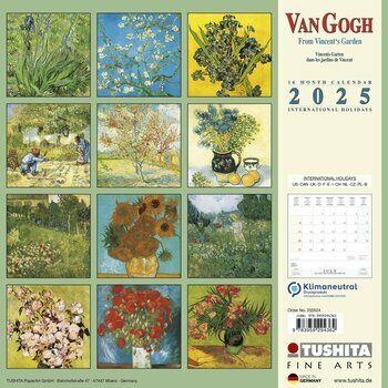 Calendrier 2025 Vincent Van Gogh Jardin et Fleurs