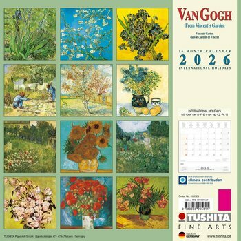 Calendrier 2025 Vincent Van Gogh Jardin et Fleurs