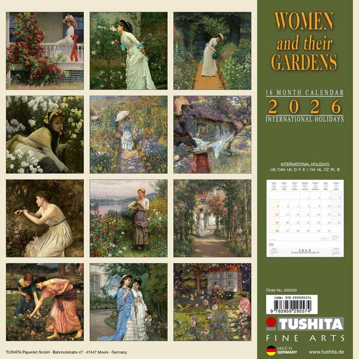 Calendrier Papier 2026 Femme dans leur Jardin Impressionniste