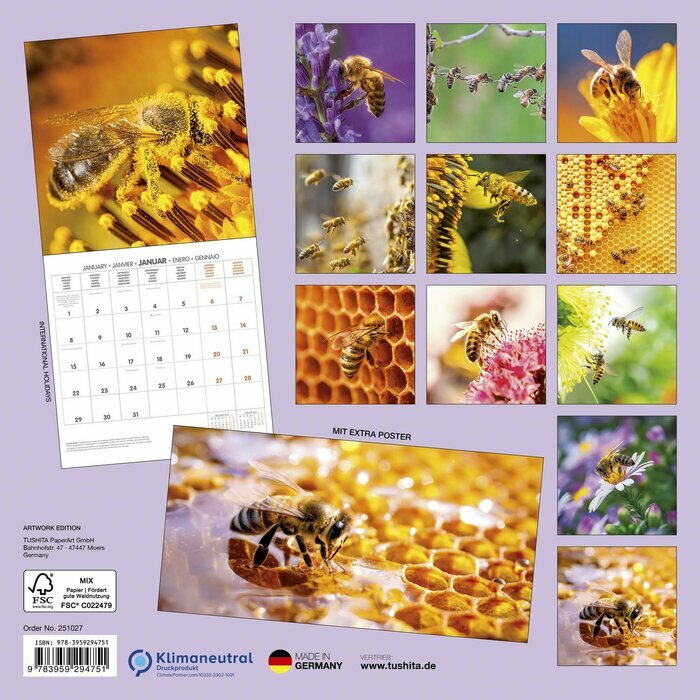 Calendrier Mural 2025 Abeille Ruche