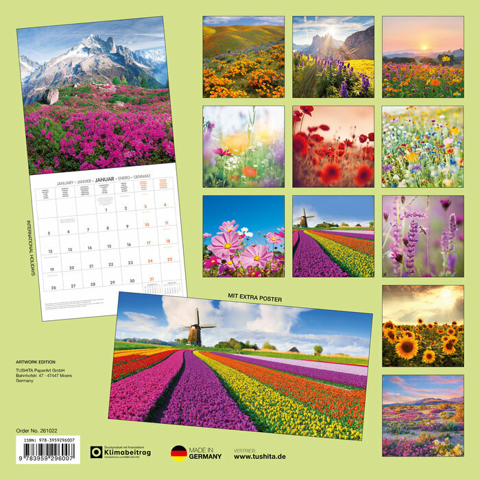Calendrier Papier 2026 Fleurs Tulipes
