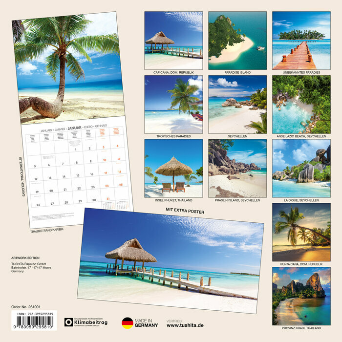 Calendrier Papier 2026 Iles tropicales