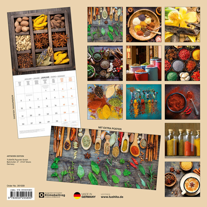 Calendrier Papier 2025 Cuisine et Epices Safran