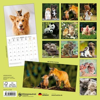 Calendrier 2025 Animaux Amis avec Poster Offert