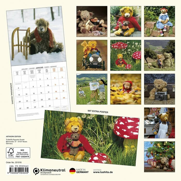 Calendrier Teddy Bear Ourson 2025 avec Poster Offert