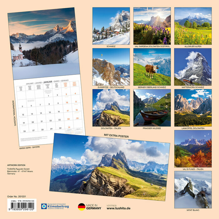 Calendrier Mural Montagne Alpes 2026