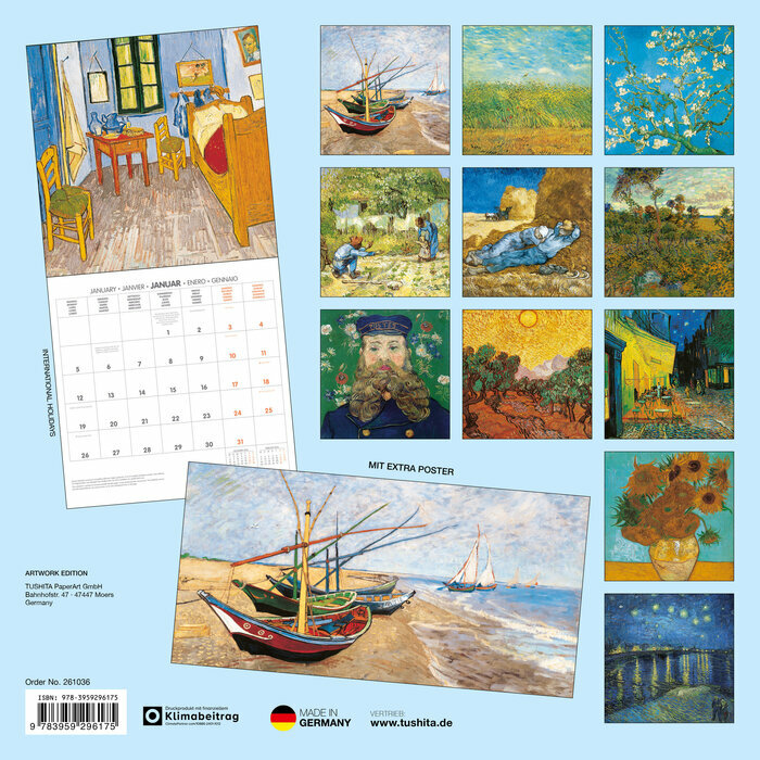 Calendrier Mural 2026 Vincent Van Gogh Bateaux