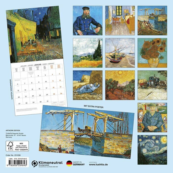 Calendrier Mural 2025 Van Gigh Tournesols