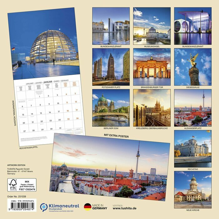 Calendrier Mural 2025 Allemagne Berlin