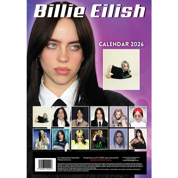 Calendrier papier 2026 Billie Eilish