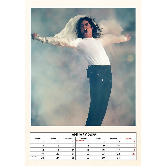 Calendrier papier 2026 Michael Jackson