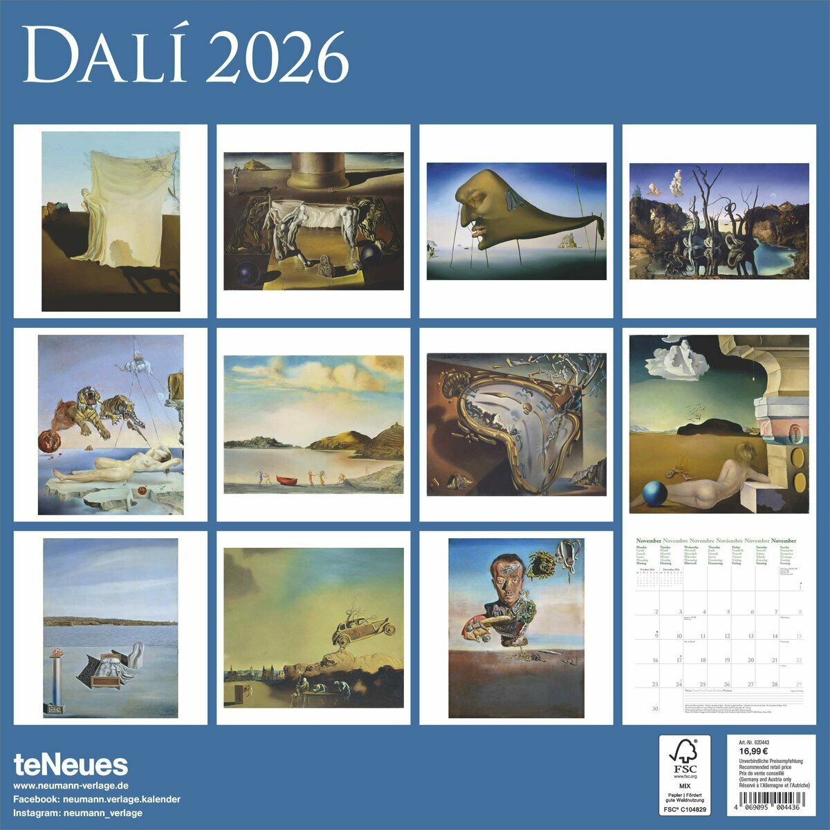 Calendrier Mural 2025 Artiste Salvador Dali Surréalisme Cadaquès