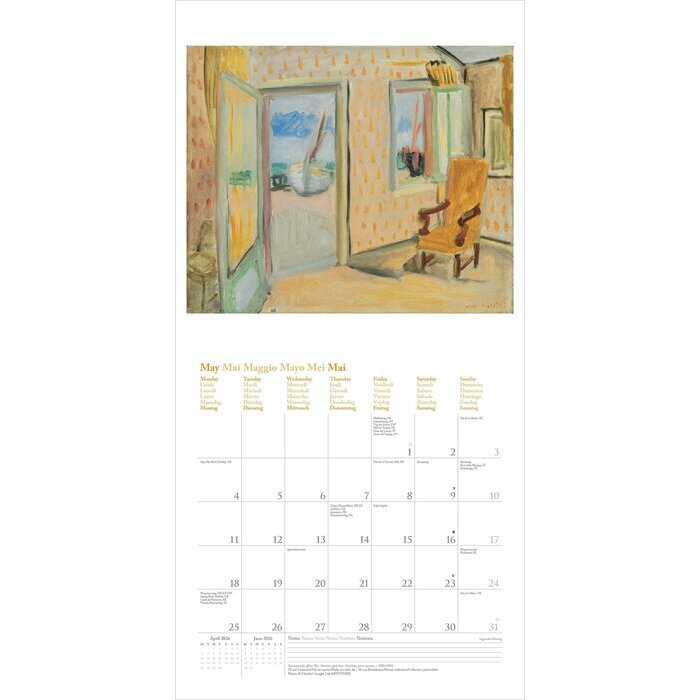 Calendrier Papier 2026 Artiste Henri Matisse