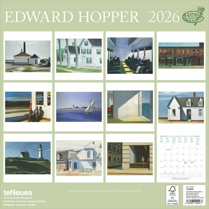 Calendrier 2026 Edouard Hopper