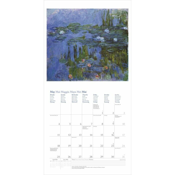 Calendrier Artiste Claude Monet