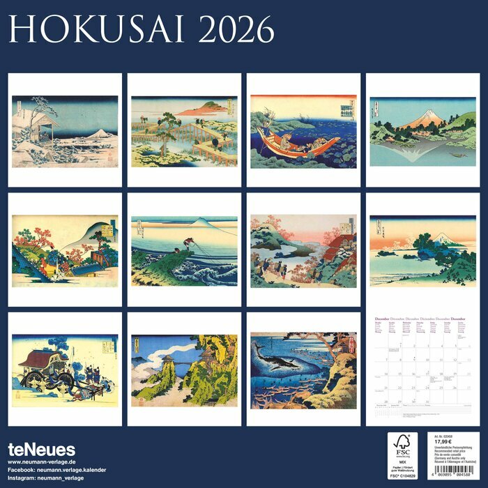 Calendrier 2026 Papier Artiste Japonais Hokusai