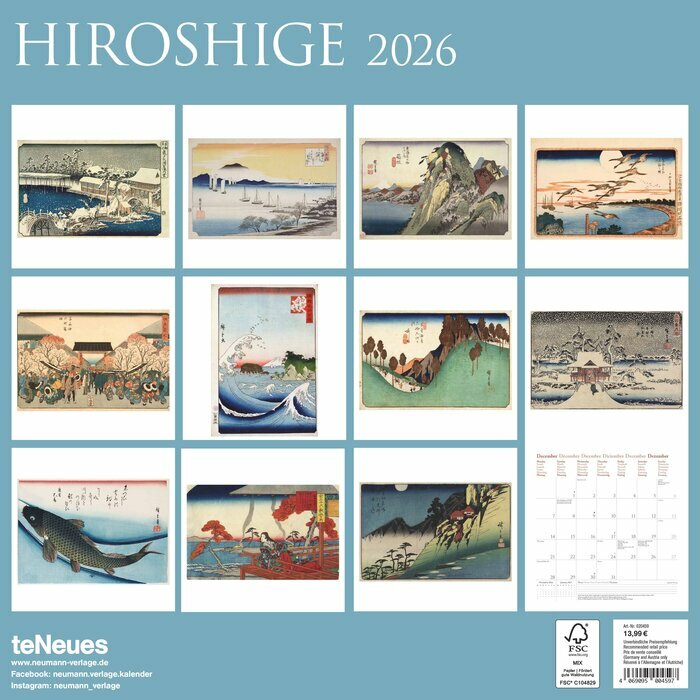Calendrier Papier 2026 Artiste Japonais Hiroshige