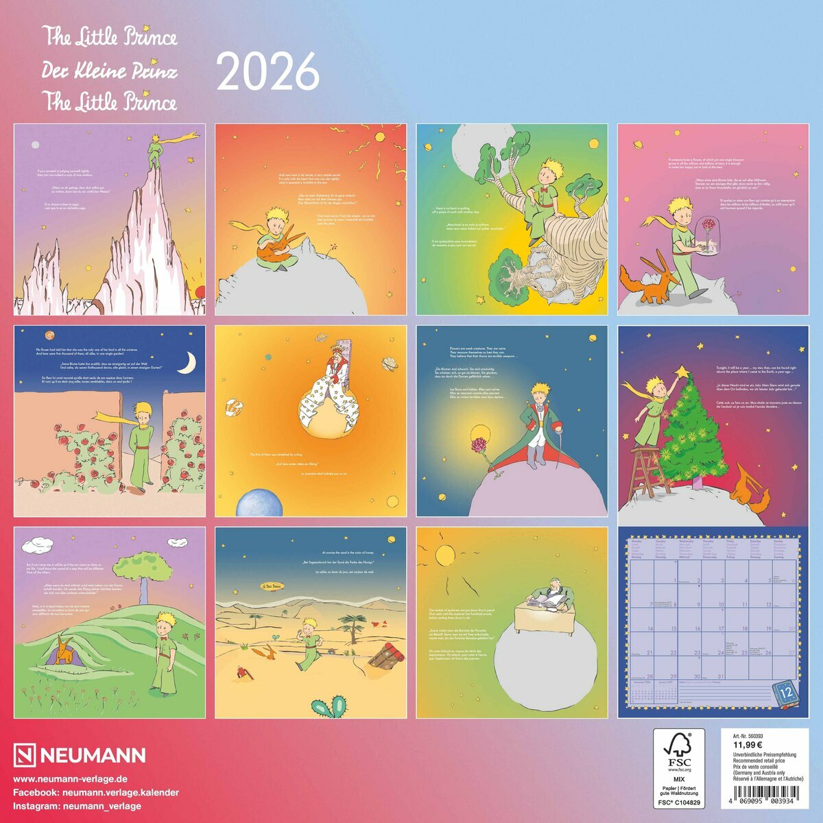 Calendrier Mural 2025 Bandes Dessinées Le Petit Prince St Exupéry Contes
