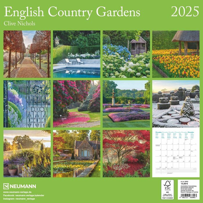 Calendrier Mural Jardin Anglais 2025