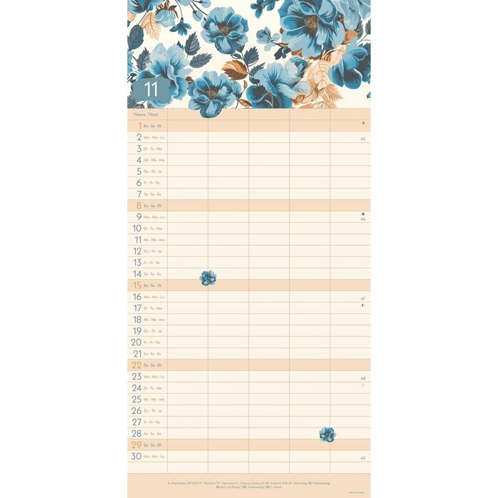 Calendrier Familial 2025 Eco-responsable Fleurs