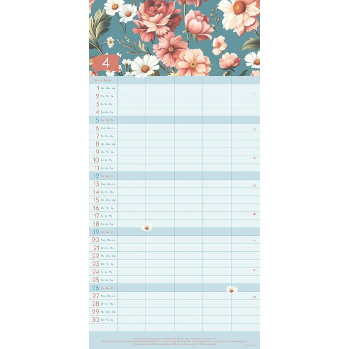Calendrier Familial 2025 Eco-responsable Floral