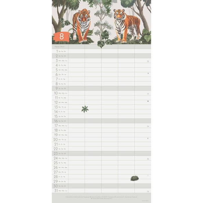 Calendrier Familial 2025 Eco-responsable Jungle