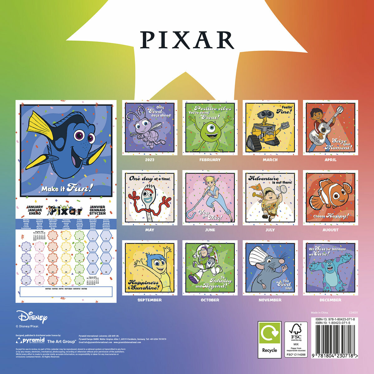 Calendrier Mural 2025 Disney Classiques Pixar Ratatouille Nemo Format