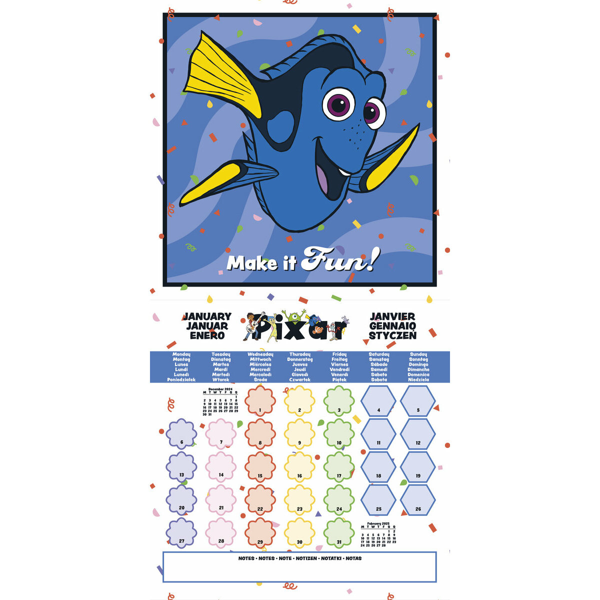 Calendrier Mural 2025 Disney Classiques Pixar Ratatouille Nemo Format
