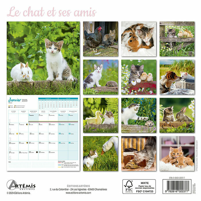 Calendrier Français 2025 Le Chat et ses Amis
