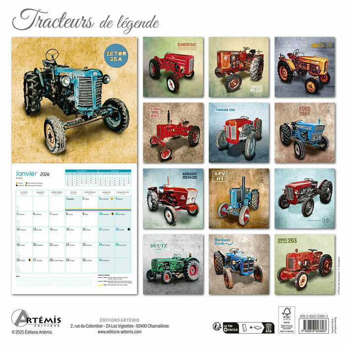 Calendrier 2025 Tracteurs agricole rtro