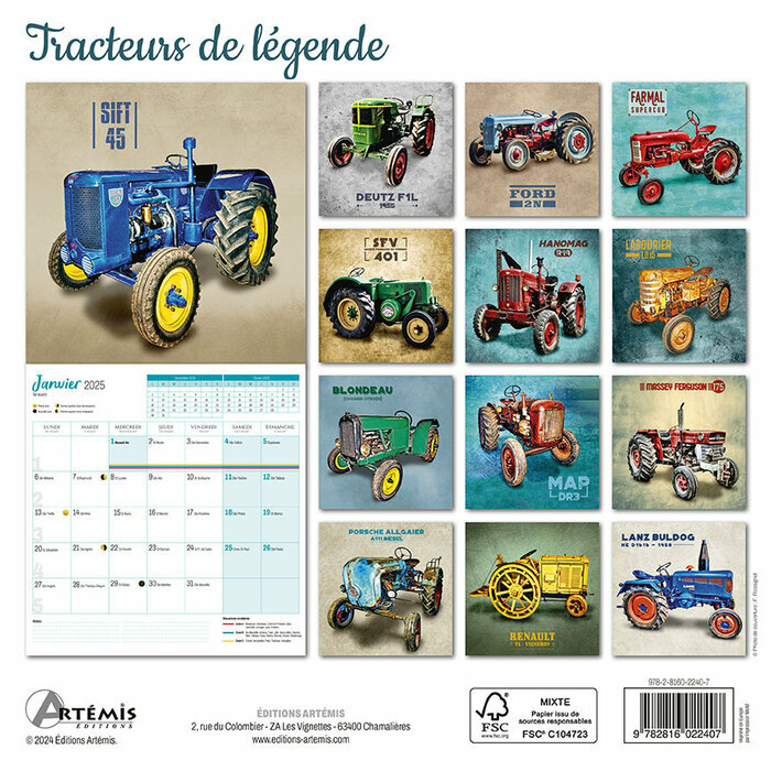 Calendrier 2025 Tracteurs agricole rétro